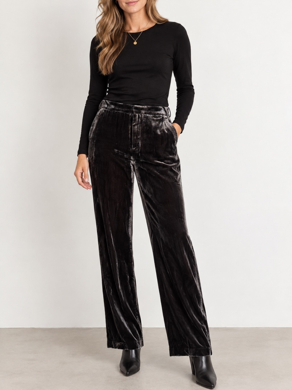 Zara High rise crushed velvet pants
